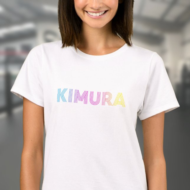 BJJ Kimura Brazilian Jiu Jitsu White Women's  T-Shirt (Woman's BJJ Kimura t-shirt in white worn by a female model.)