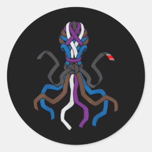 BJJ Rank Belt Stripes Octopus Funny Brazillian Classic Round Sticker