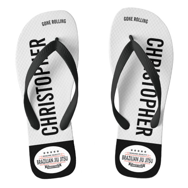 BJJ White Belt Genuine Quality Gone Rolling Thongs (Footbed)