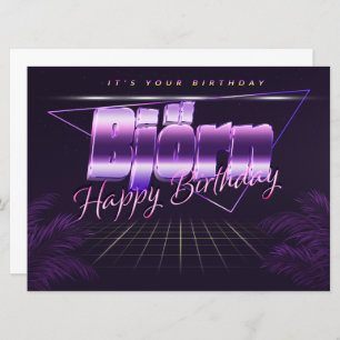 Björn Name First name lila retro card Birthday