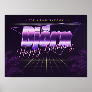 Björn Name Vorname lila retro Poster Geburtstag