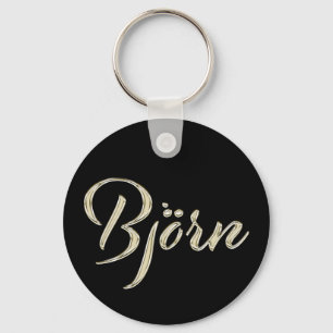 Björn Name whitegold Button Schlüsselanhänger Key Ring