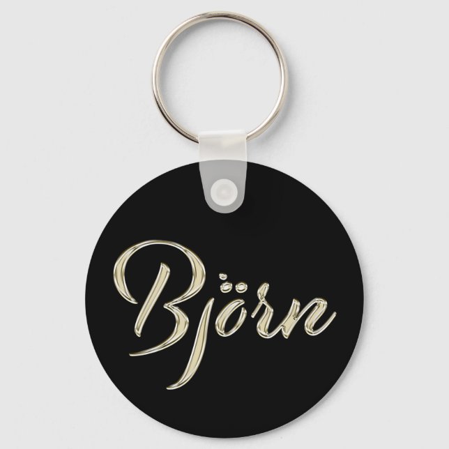 Björn Name whitegold Button Schlüsselanhänger Key Ring (Front)