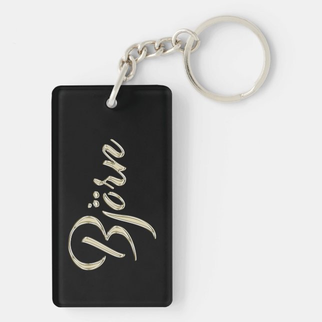 Björn Name whitegold key trailer Key Ring (Back)