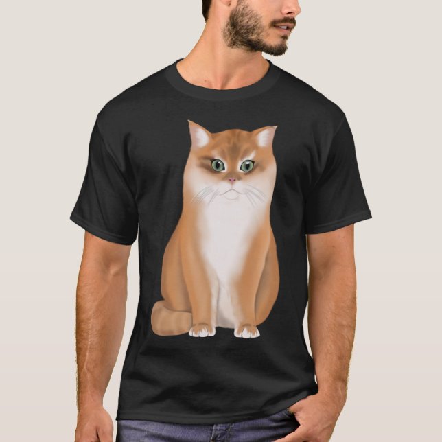 BKH British Short Hair Cat Black Golden Shaded T-Shirt (Front)