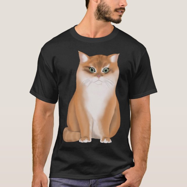 BKH British Short Hair Cat Black Golden Shaded T-Shirt (Front)