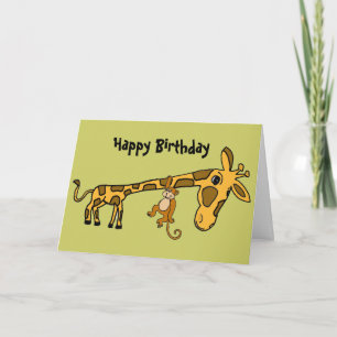 BL- Funny Monkey and Giraffe Birthday Card
