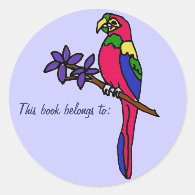 BL- This book belongs to: parrot sticker (Front)