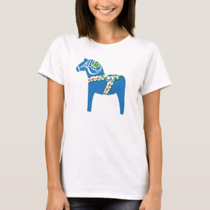 Blå Dalahäst Dala horse blue T-Shirt