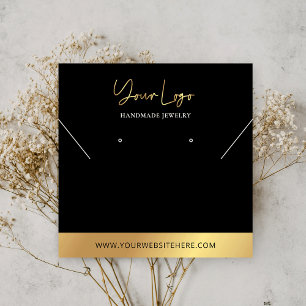 Blac & Gold Logo Modern Earring Neckalces Display Square Business Card