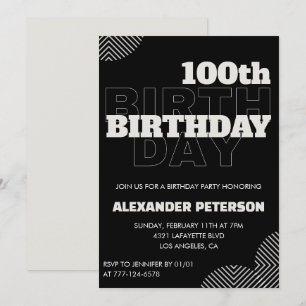 Black 100th birthday invitations Men Party