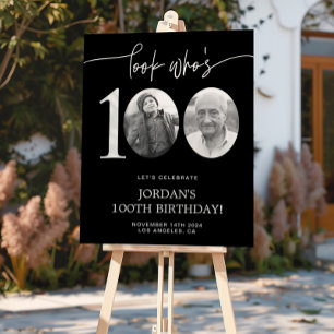 Black 100th Birthday Welcome Poster
