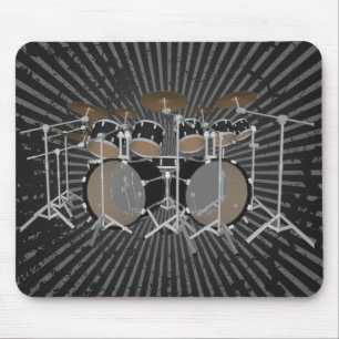 Black 10 Piece Drum Kit - Black Mousepad: Drums Mouse Pad