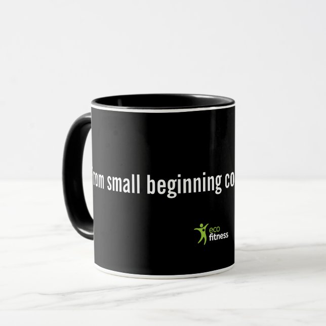 Black 11 oz Mug | Eco Fitness Great Things (Front Left)