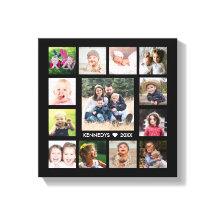 Black  13 Photo Collage Family Name Personalised 