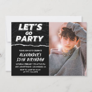 Black 13th birthday invitations Boy Photo