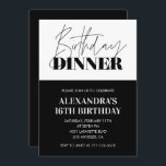 Black 16th birthday invitations Dinner White<br><div class="desc">Black and white 16th birthday invitations Dinner elegant modern</div>