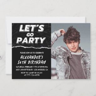 Black 16th birthday invitations Men Photo