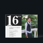 Black 16th birthday invitations Modern Chic Photo<br><div class="desc">Black 16th birthday invitations Modern Chic Photo calligraphy typography classic elegant man male</div>