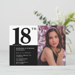 Black 18th birthday invitations Elegant Chic