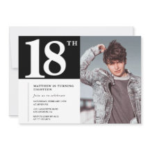 Black 18th birthday invitations Modern Chic Photo