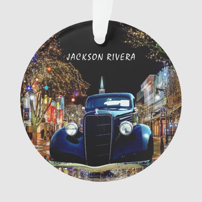 Black 1930's Sedan Christmas Ornament (Front)