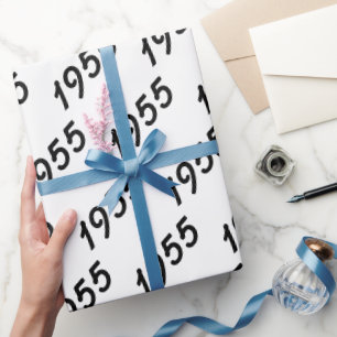 black 1955 Birth Year text on white Wrapping Paper