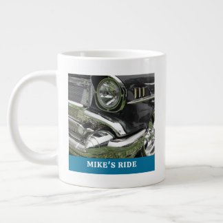 Black 1957 Chevy Car, Name/Message, Your Photo/Art Large Coffee Mug