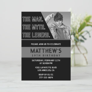 Black 19th birthday invitations The Man The Legend
