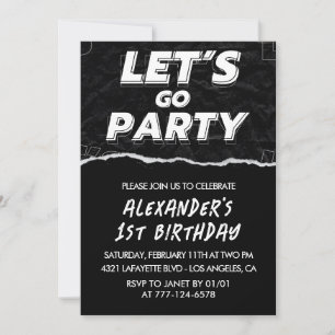 Black 1st birthday invitations boy White