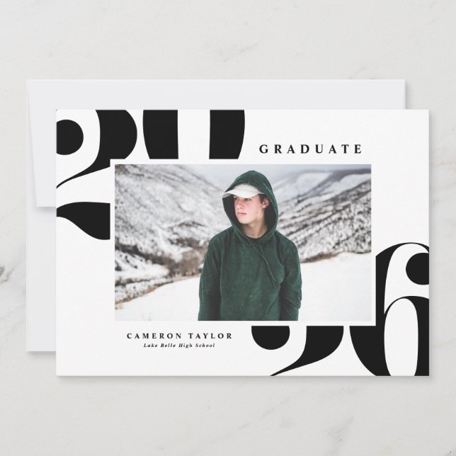 Black 2025 Bold Typography Photo Graduation Invitation (Front)