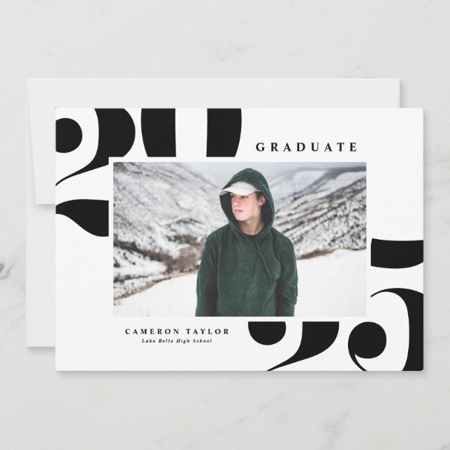Black 2025 Bold Typography Photo Graduation Invitation (Front)