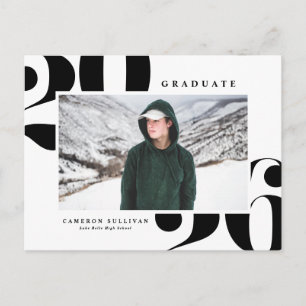 Black 2026 Bold Typography Photo Graduation Invitation Postcard