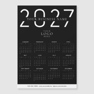 Black 2027 Modern Calendar Business Logo Magnet