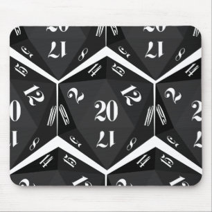 Black-20-Sided-Dice-Pattern Mouse Pad