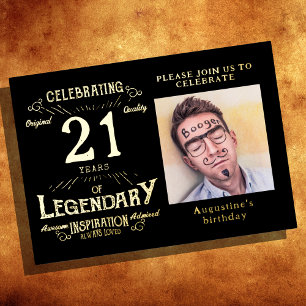 Black 21st Birthday Vintage Gold