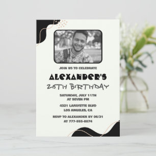 Black 26th birthday invitations Men Simple Photo