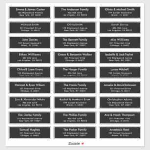 Black 27 Custom Guest Names Address Wedding Labels
