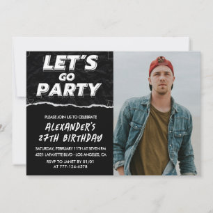 Black 27th birthday invitations Men Photo 