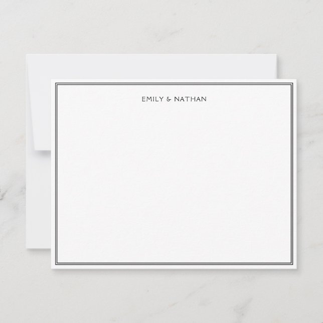 Black 2 Border Couple Wedding Engagement Custom Card (Front)
