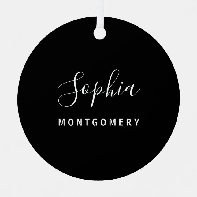 Black 2 Sided Guest Name Wedding Seating Keepsake Metal Tree Decoration (Front)