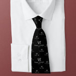 Black 2 sided Logo Business Brand Employee Staff Tie<br><div class="desc">Customisable Neck Tie with modern pattern design. Repeat your main logo in the three uploads OR the main one in the first and other versions in the second and third.</div>