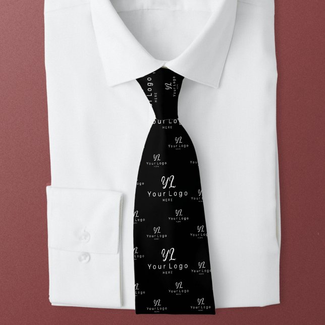 Black 2 sided Logo Business Brand Employee Staff Tie (Creator Uploaded)