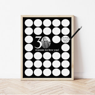 Black 30 Reasons We Love You Birthday Memories Poster