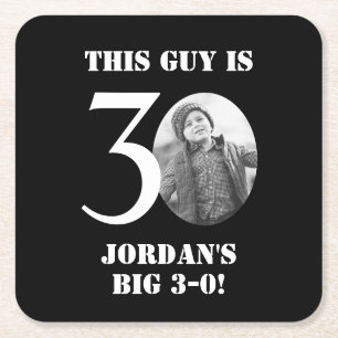 Black 30th Birthday Coasters For Men