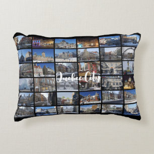 Black 36 Photo Collage Grid Travel Custom Decorative Cushion