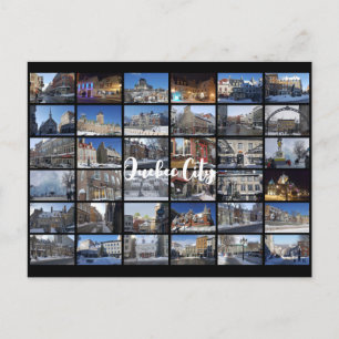 Black 36 Photo Collage Grid Travel Custom Postcard