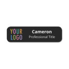 Black 3.5 inch Name Tag with Company Logo Rounded