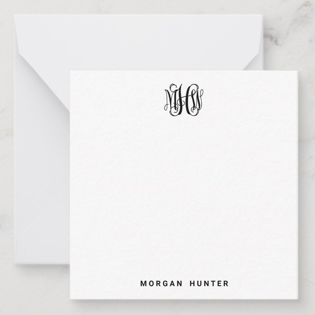 Black 3 Initial Vine Script Monogram DIY BG Card (Creator Uploaded)