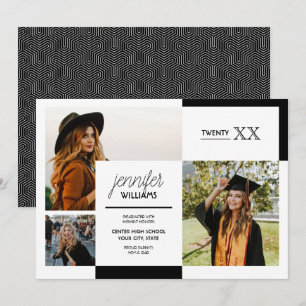 Black 3 Photo Graduation Announcement